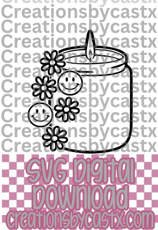 Diasy Smiley Candle SVG