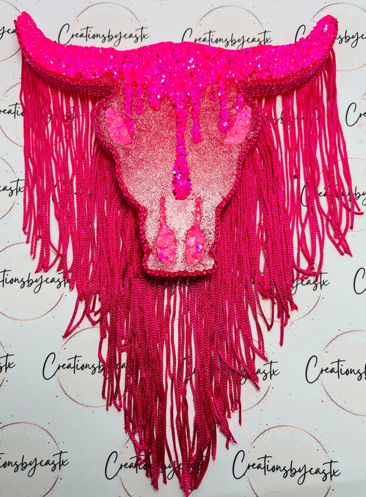 Pink Drip Bull RTS - Leather and Lace