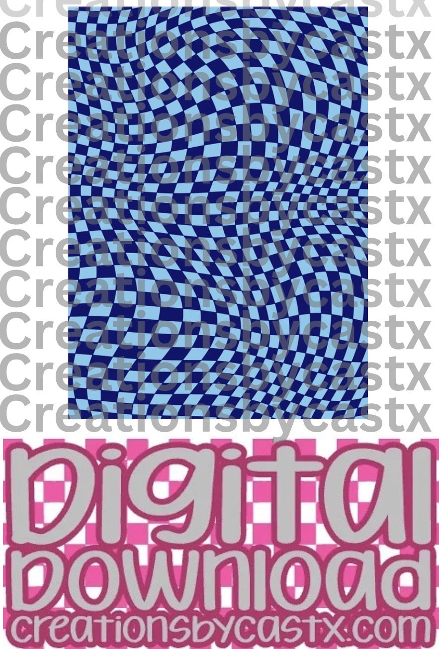 Blue Blue Wavy Checkered Digital Download