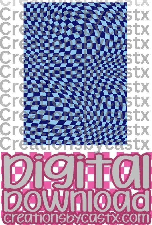 Blue Blue Wavy Checkered Digital Download