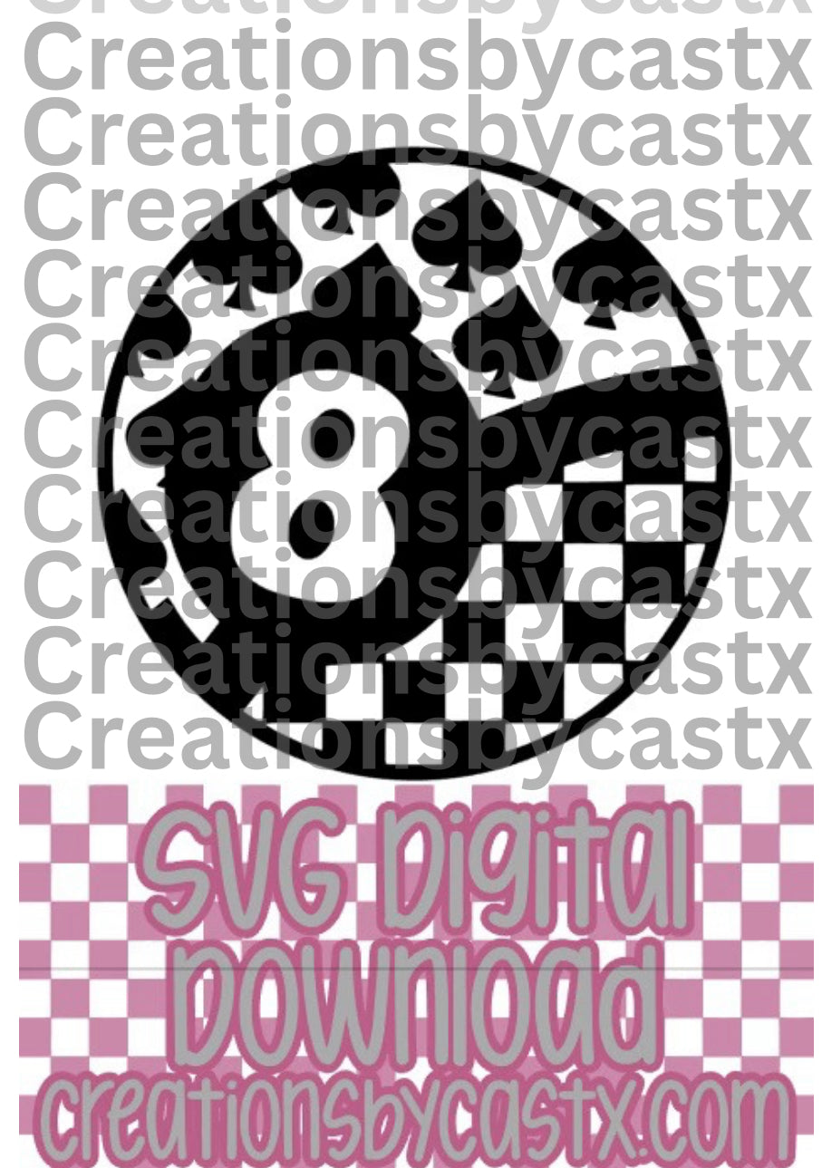 Spade Checkered 8 Ball SVG