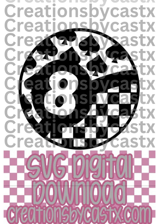 Spade Checkered 8 Ball SVG