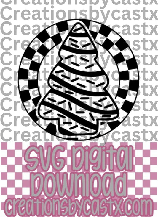 Checkered Circle Snack Cake SVG