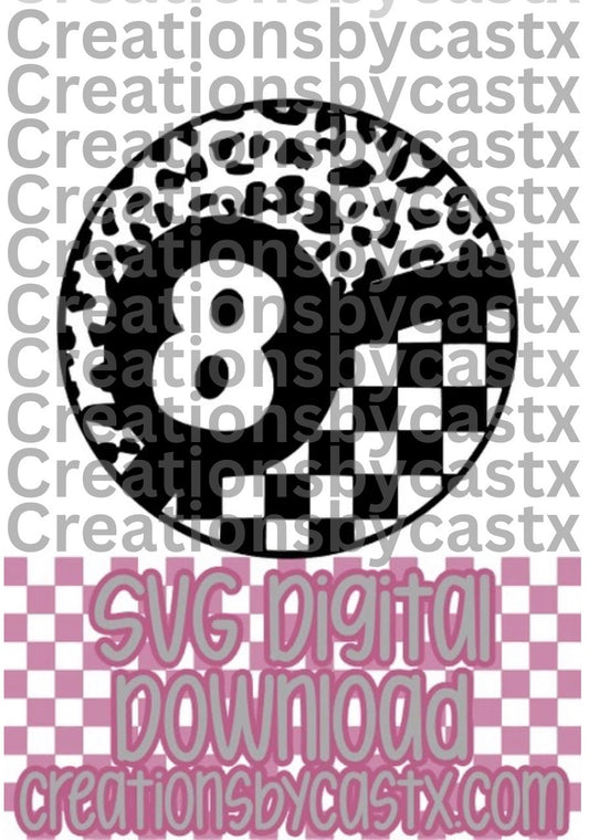 Leopard Checkered 8 Ball SVG
