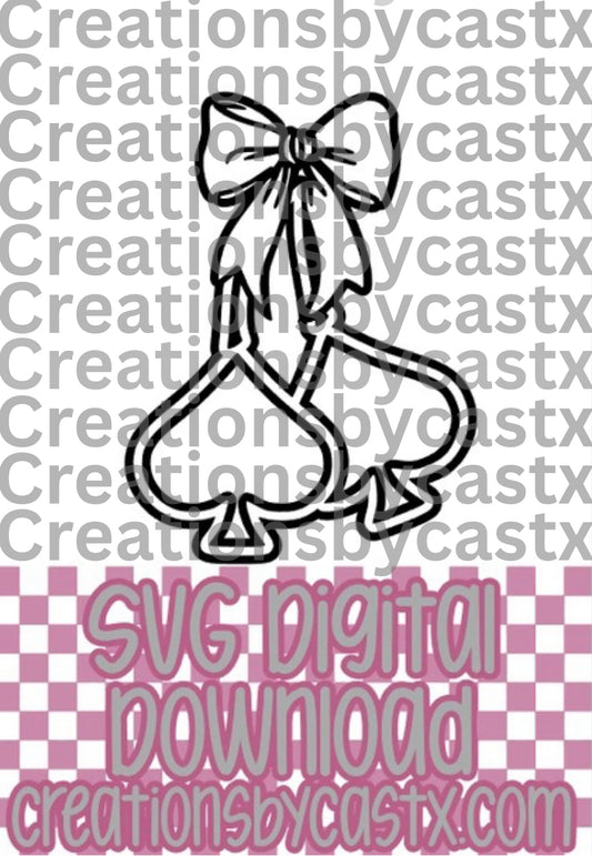 Spade Cherries w Bow SVG