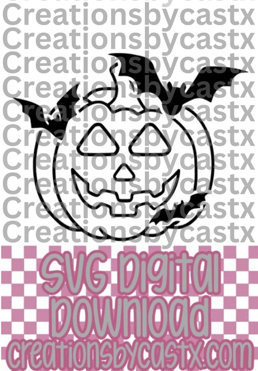 Jack O Lantern w Bats SVG