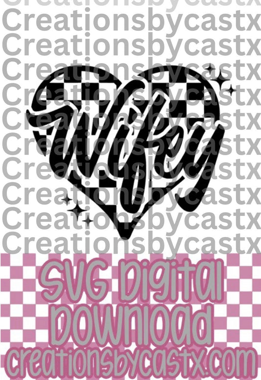 Wifey Checkered Heart SVG