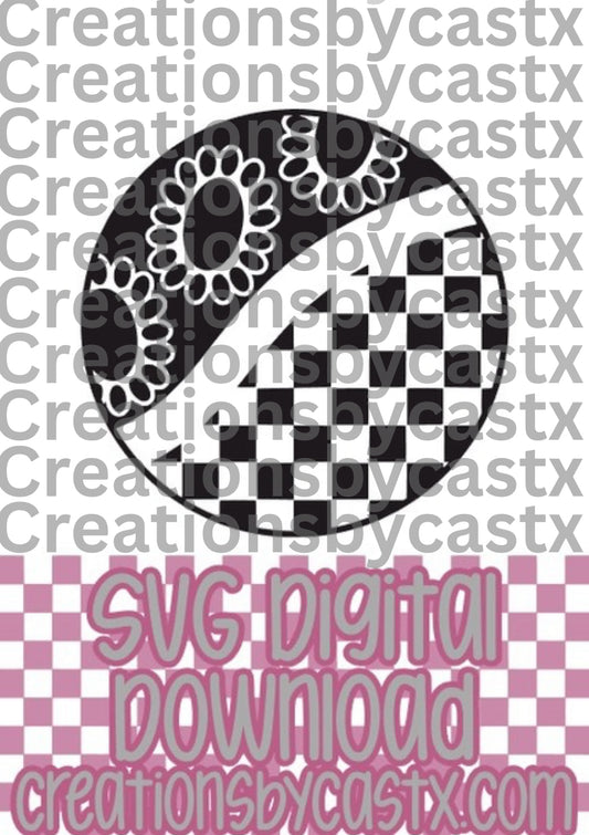 Checkered Concho Circle SVG