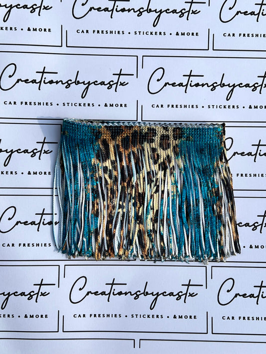 Turquoise Animal Print Fringe
