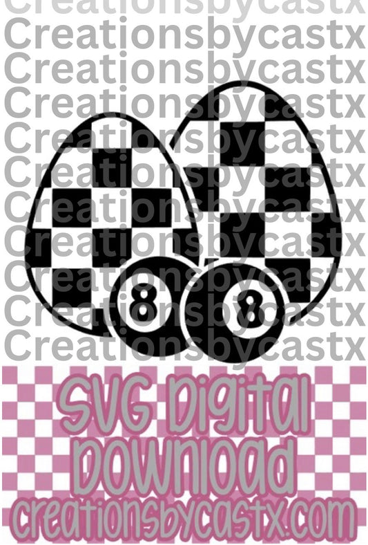 Checkered Egg 8 Balls SVG