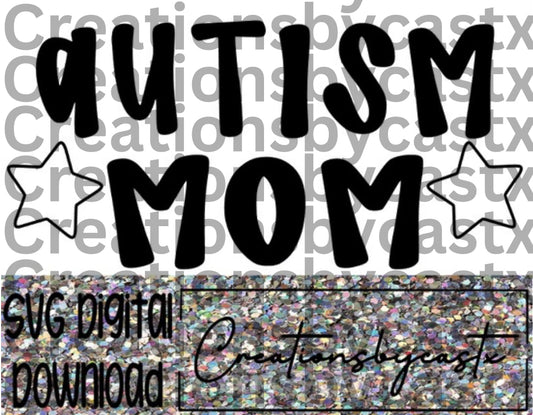 Autism Mom Cute Lettering SVG
