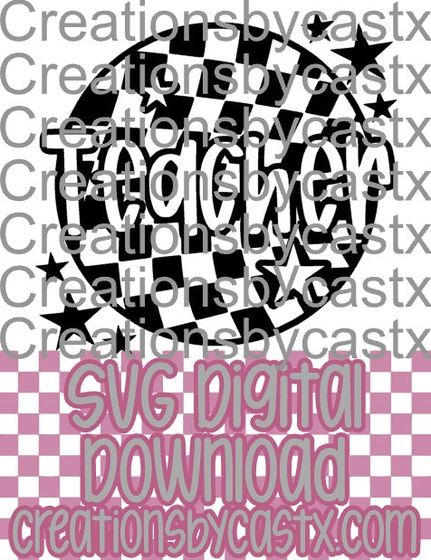 Teacher Checkered Round SVG