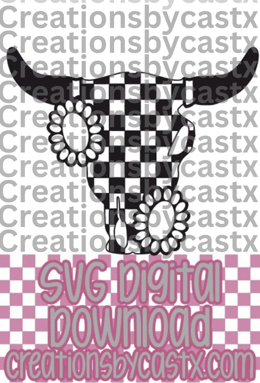 Checkered Concho Bull SVG