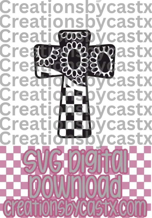 Checkered Concho Cross SVG
