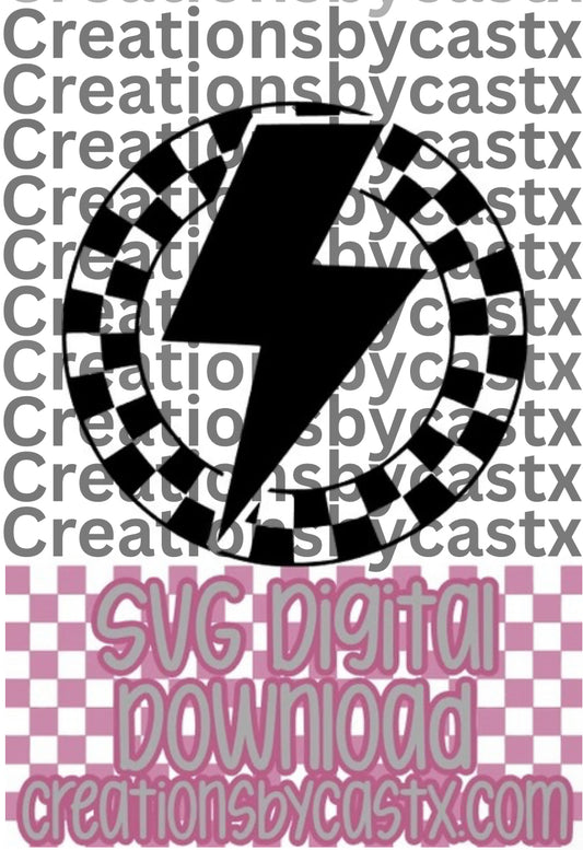Bolt Checkered Circle SVG