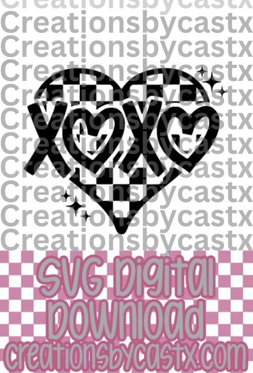 XOXO Checkered Heart SVG