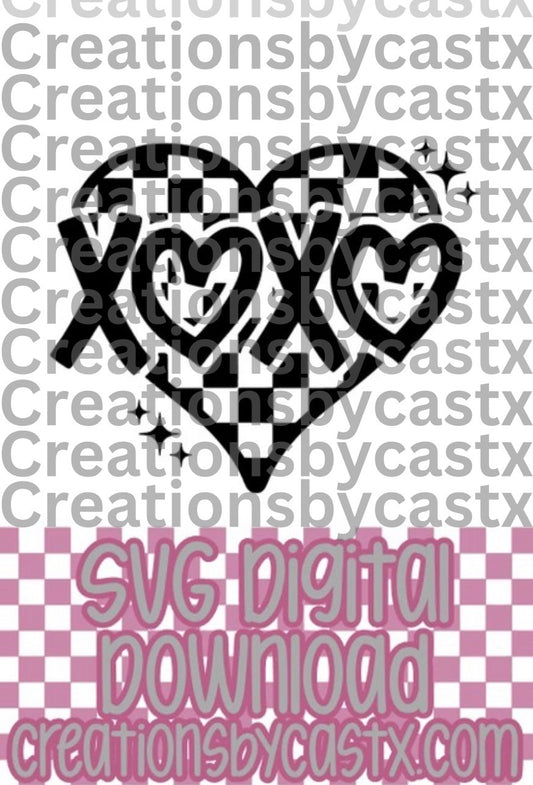 XOXO Checkered Heart SVG