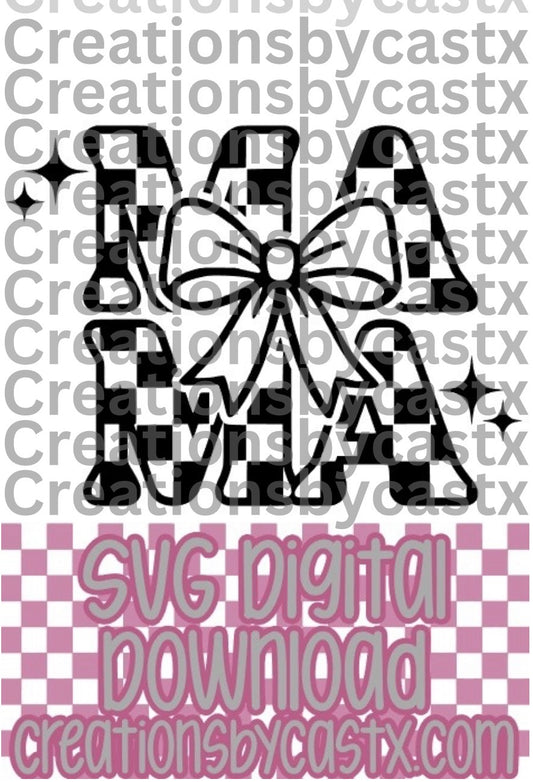 Mama Checkered Bow SVG