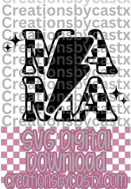 Mama Checkered Lightning Bolt SVG