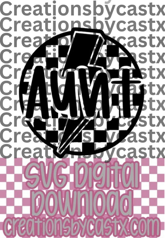 Aunt Checkered Circle Bolt SVG