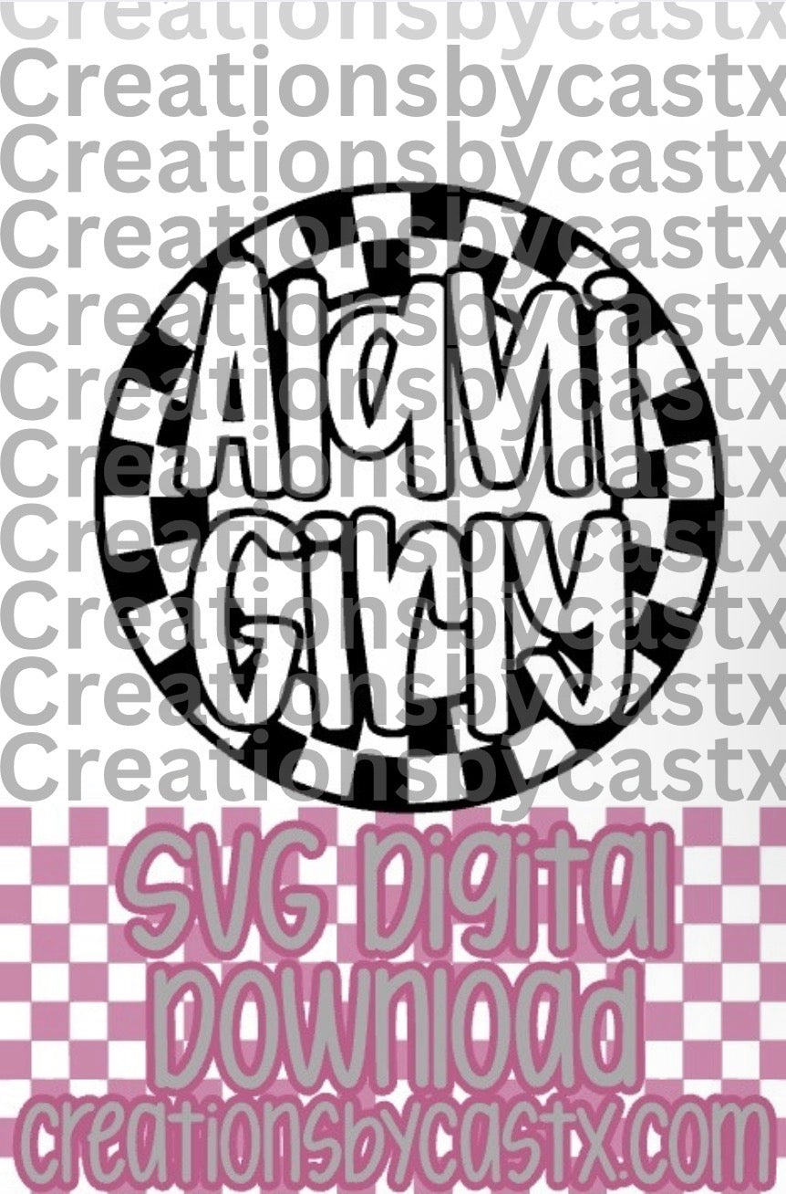 ALN Girly Checkered Circle SVG