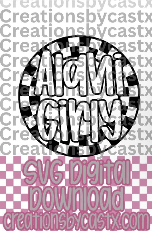 ALN Girly Checkered Circle SVG