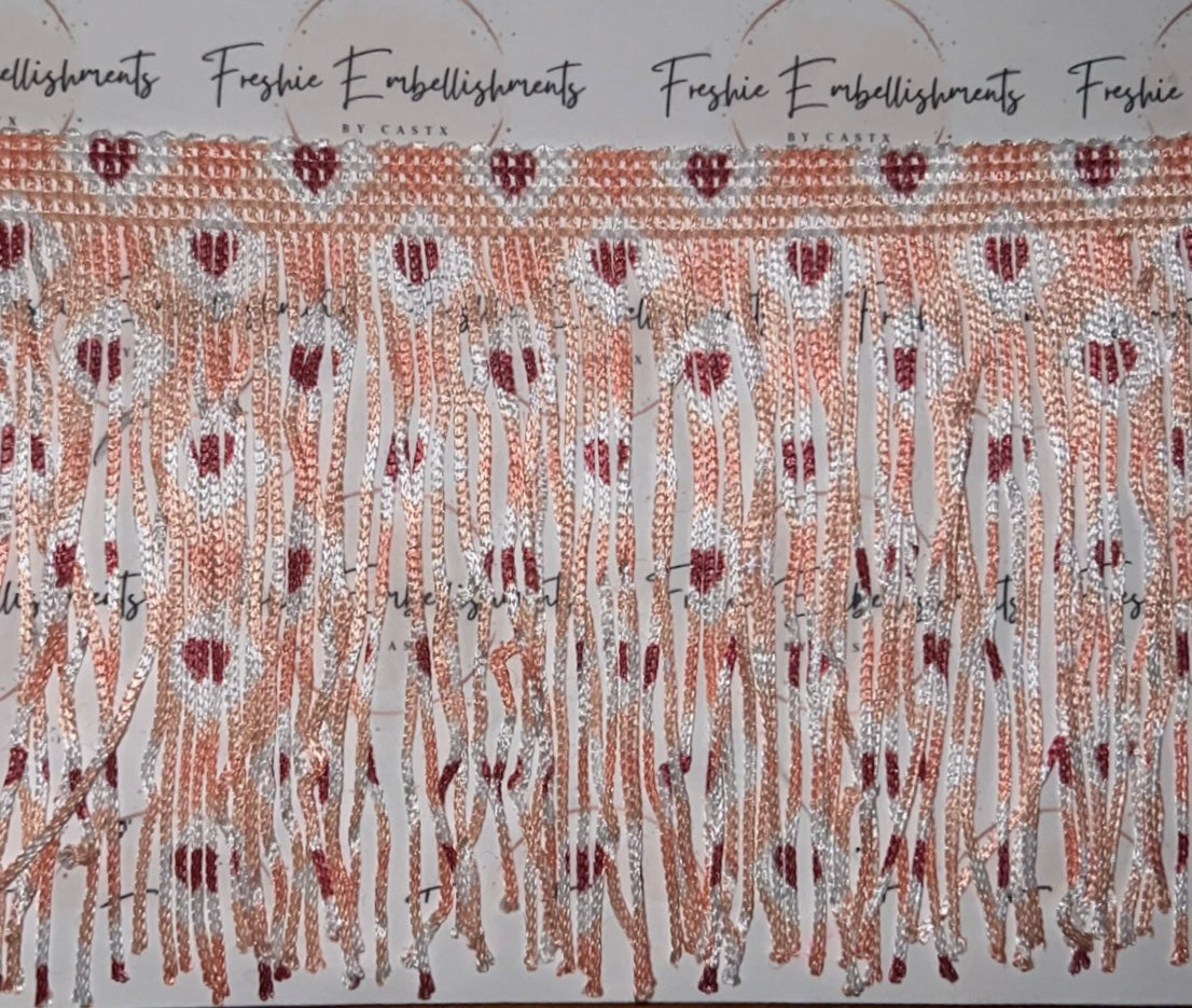 Red Hearts Pink Plaid Fringe