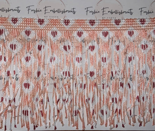 Red Hearts Pink Plaid Fringe