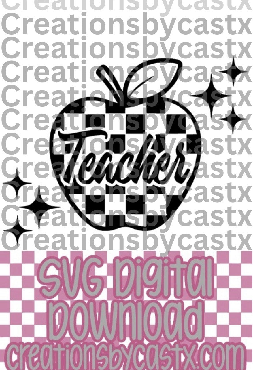 Teacher Checkered Apple SVG