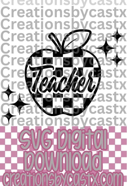 Teacher Checkered Apple SVG