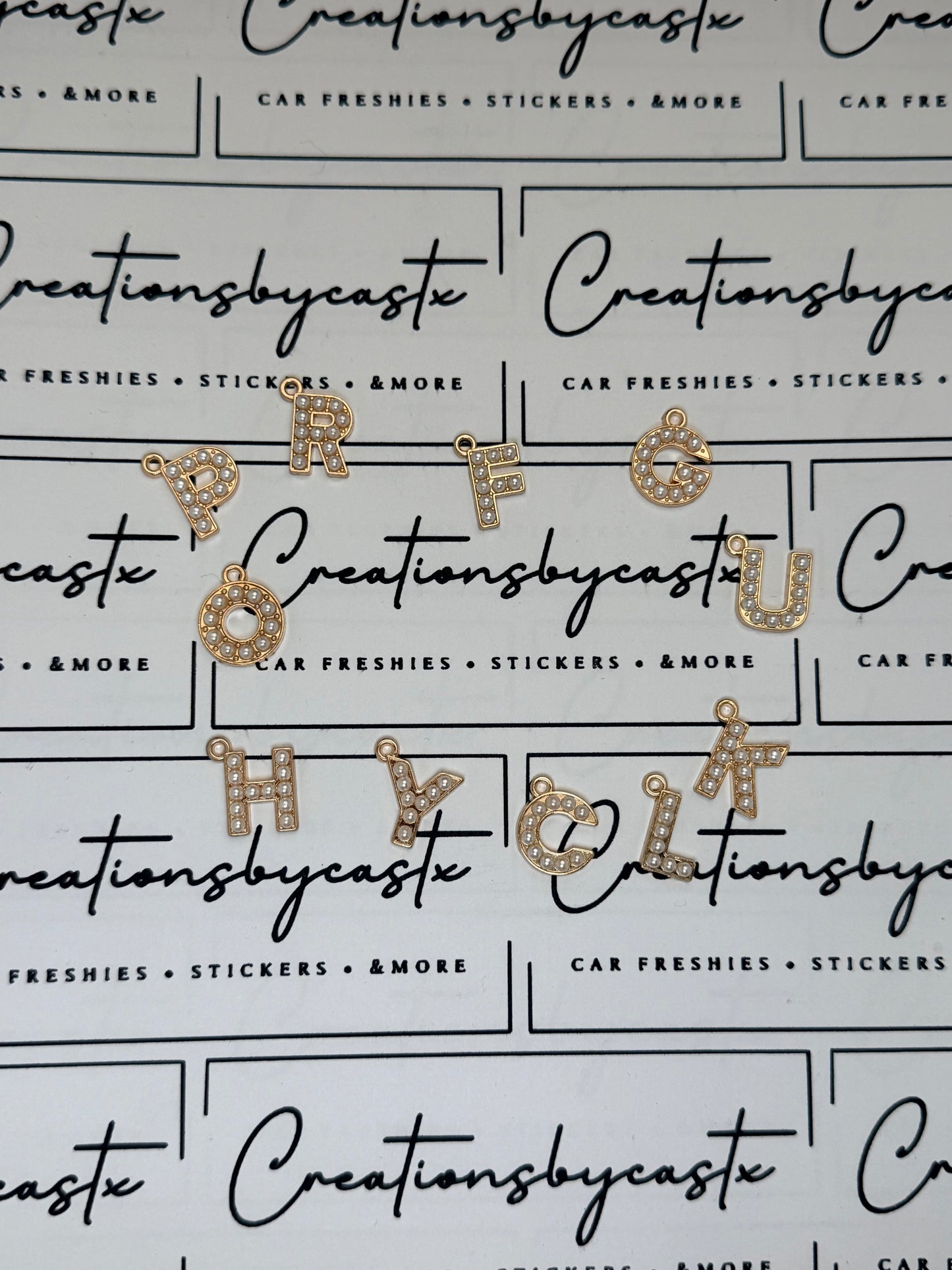 Gold Pearl Letter Charm