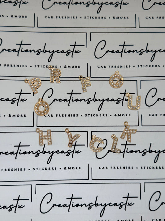 Gold Pearl Letter Charm