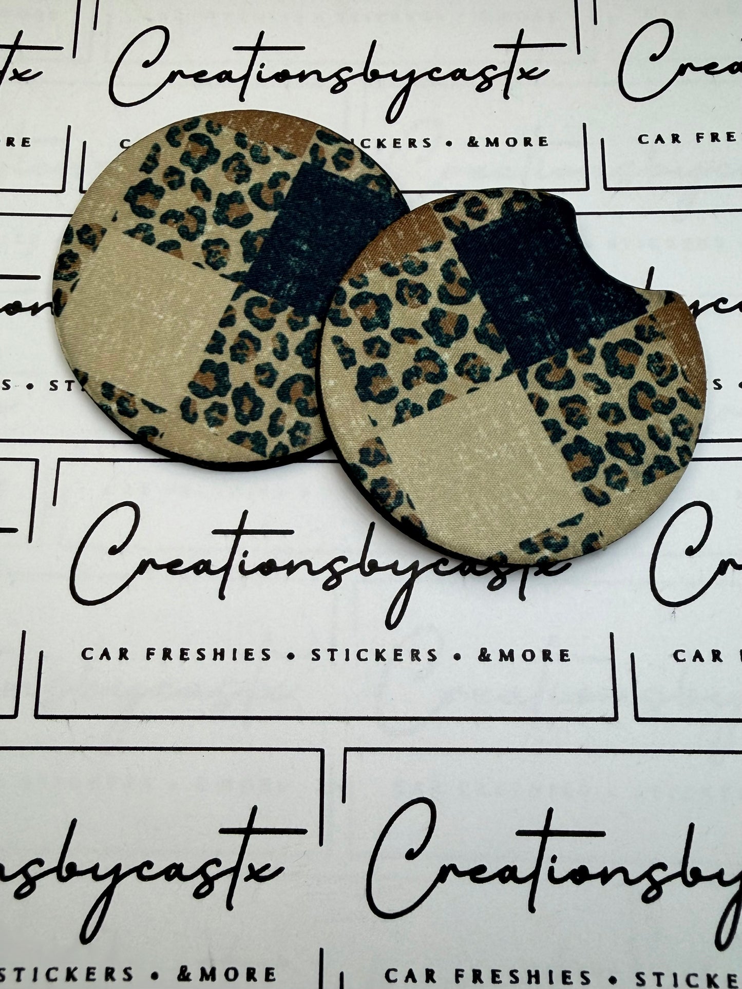 Leopard Checkered Car Coasters