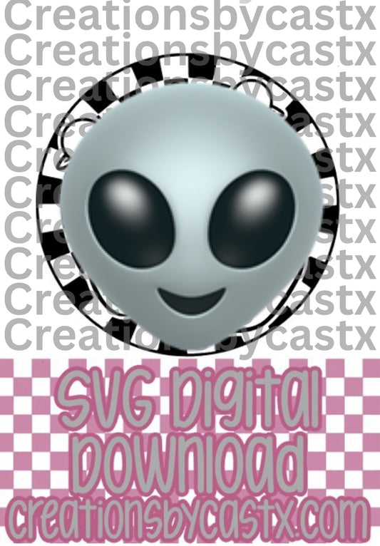 Green Alien Checkered Circle SVG