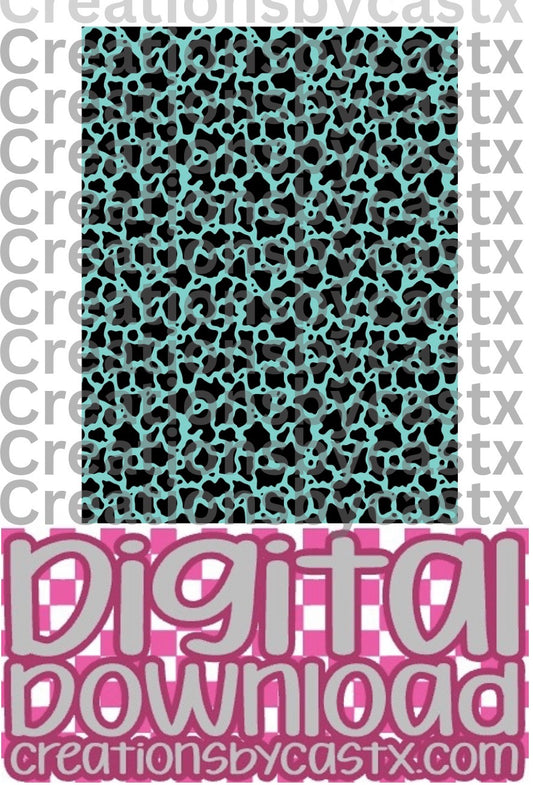 Teal Black Cow Print Digital Download