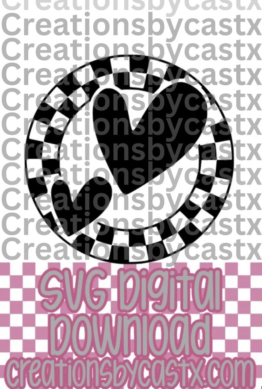 Cute Hearts Checkered Circle SVG