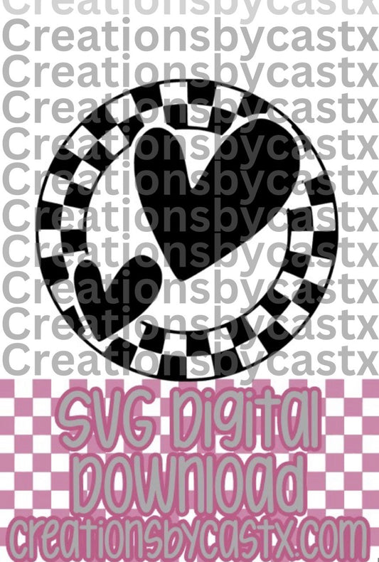Cute Hearts Checkered Circle SVG