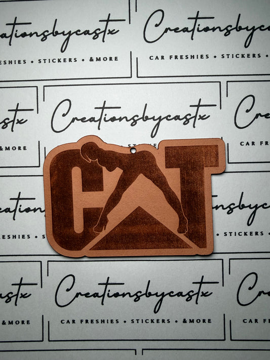 CAT w/Girl Leather Freshie