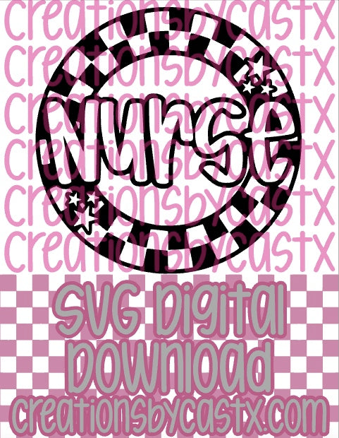 Nurse Checkered Circle Stars SVG