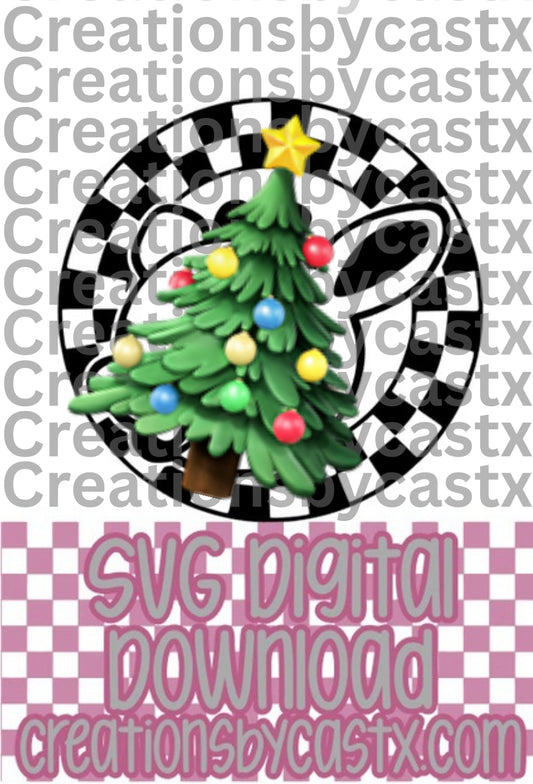 Red Nose Checkered Circle SVG