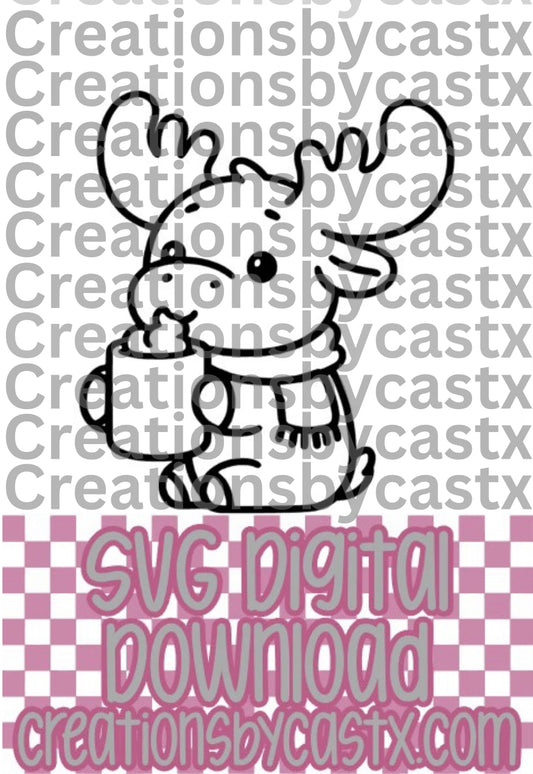 Moose Drinking Cocoa SVG