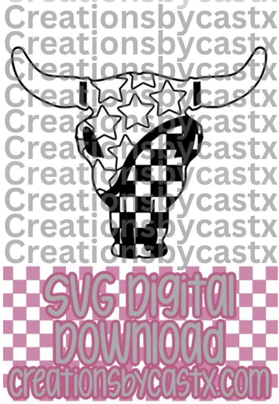 Star Checkered Bull SVG