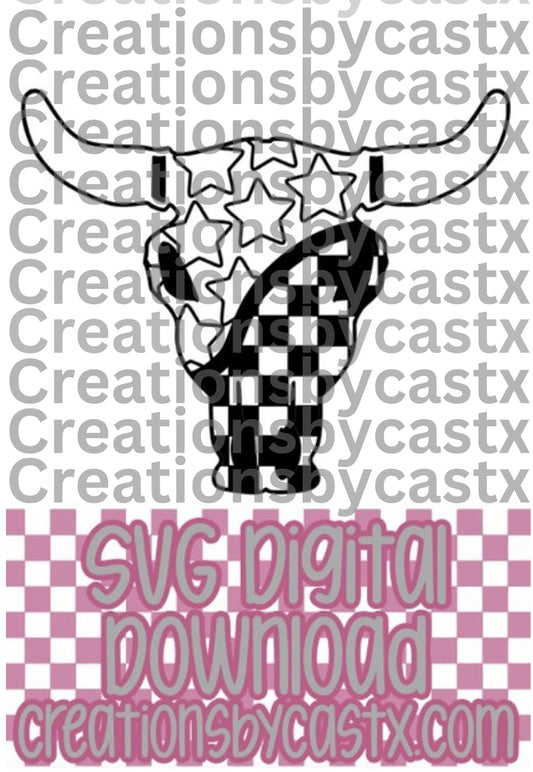 Star Checkered Bull SVG