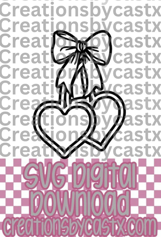 Heart Cherries w Bow SVG