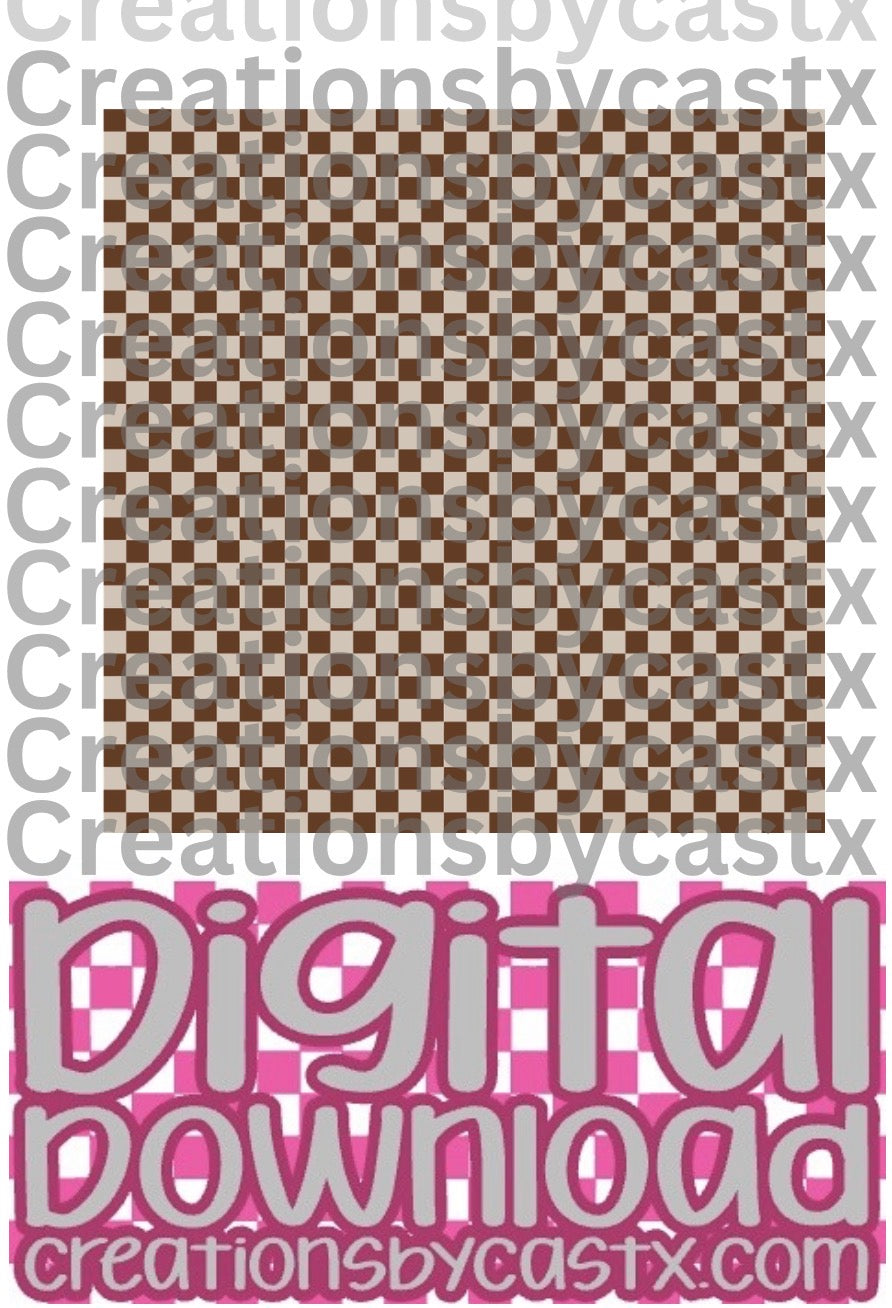 Cream Brown Checkered Digital Download