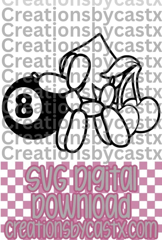 Balloon Dog Cherry Spade 8 Ball SVG