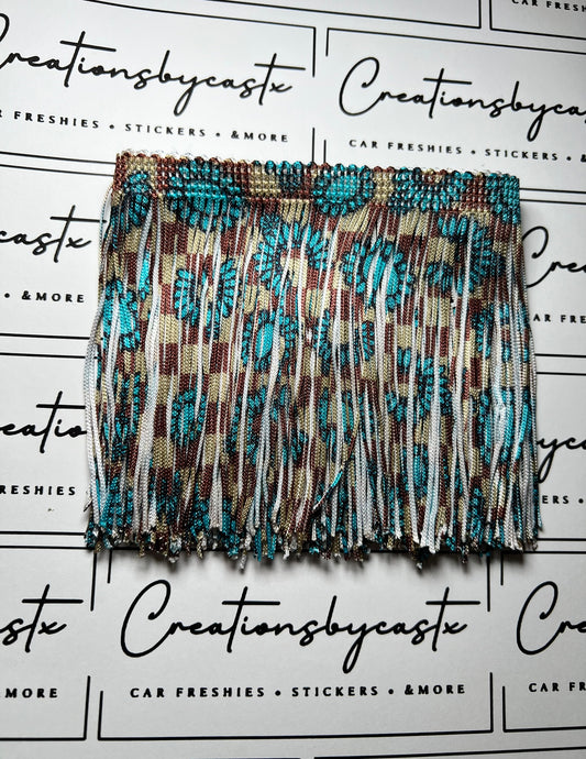CBC Brown Checkered Concho Fringe