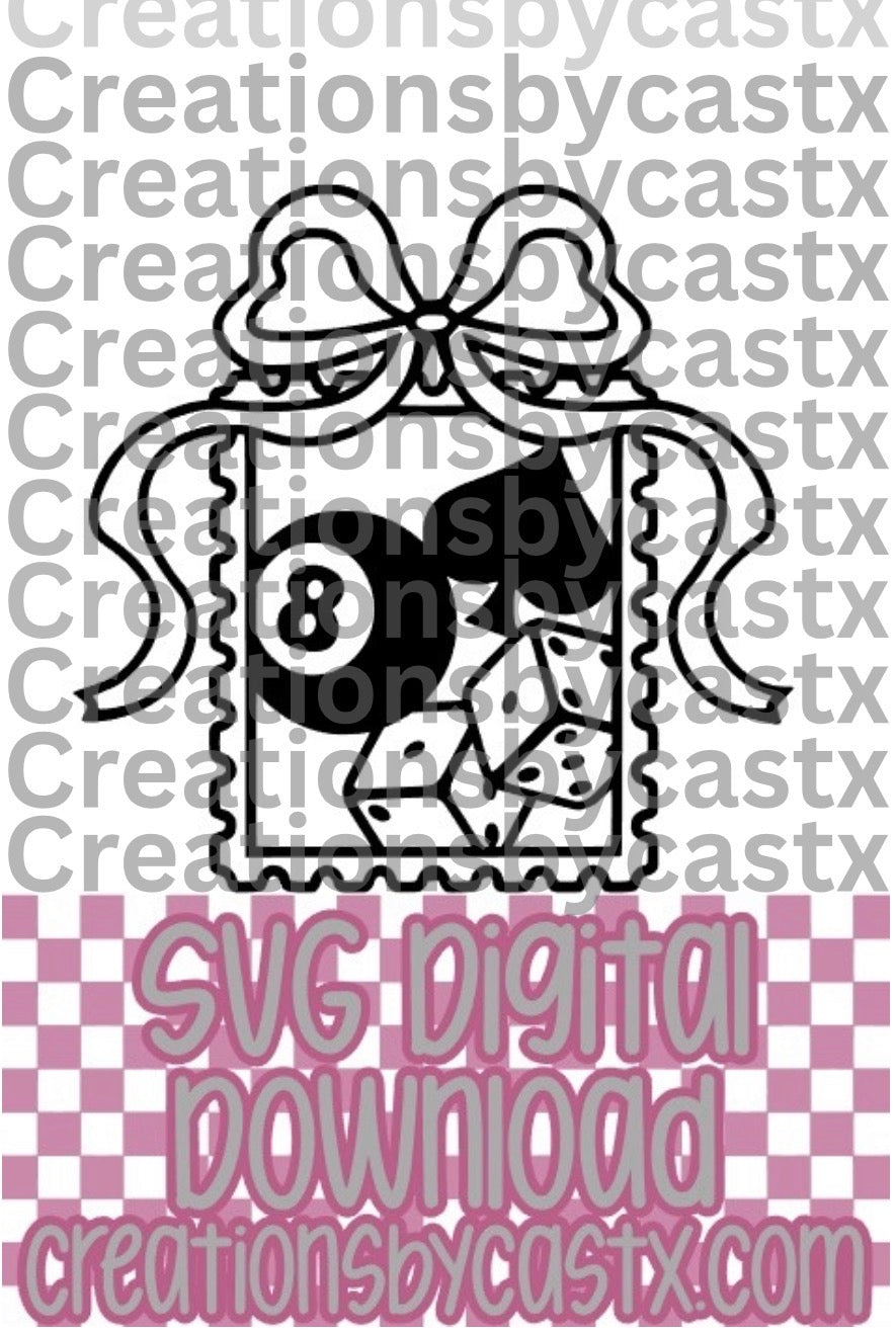 Dice Spade 8 Ball Stamp SVG