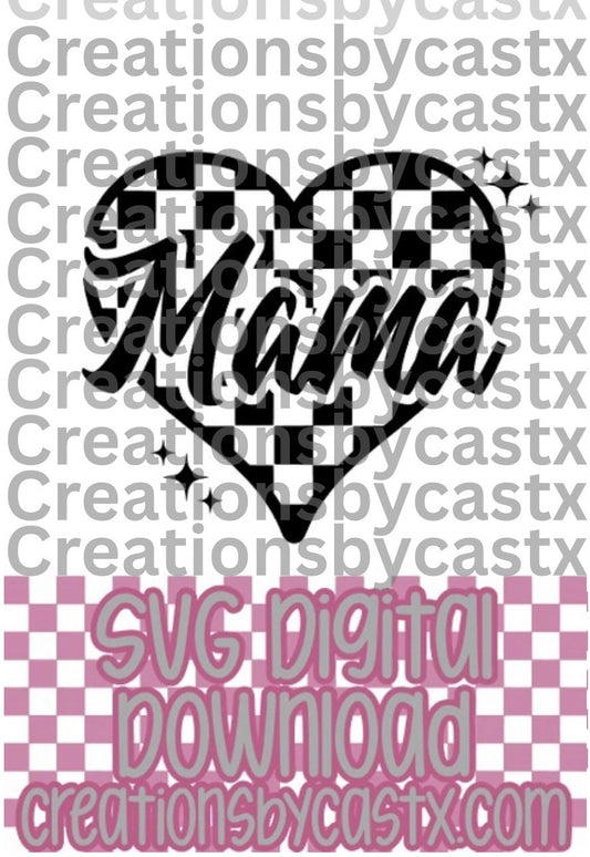 Mama Checkered Heart SVG