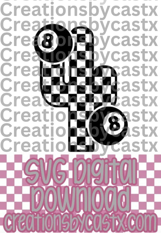 Checkered Cactus w 8 Balls SVG